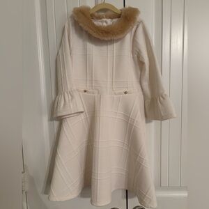 LIKE NEW! JANIE AND JACK faux fur collar dress. Size 8.
